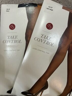 2 pair - Take Control Luxe Control Top Sheer Hosiery - Beige & Black